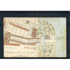 LA PLATA MAPA DEL PUERTO ANTIGUA TARJETA POSTAL